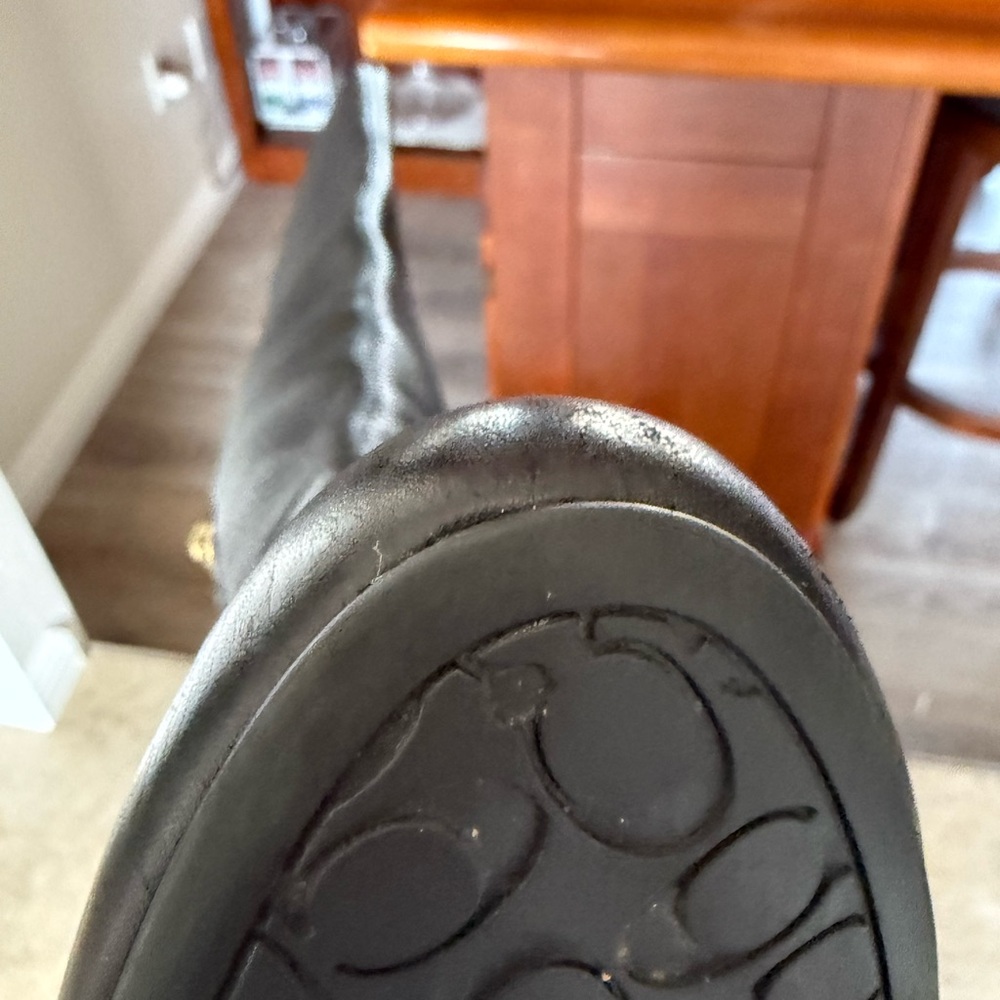 COACH size 7 ADAIR Black Leather pebble Knee-High Boots - Picture 14 of 16